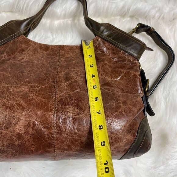 Nino Bossi distress two tone brown leather medium Satchel/ shoulder bag - Picture 9 of 13
